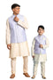 VASTRAMAY Lavender Woven Jacket With Cream Kurta and Pyjama Baap Beta Set